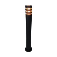Sockelleuchte Schwarz E27 IP44 H:90 cm Lichtring modern