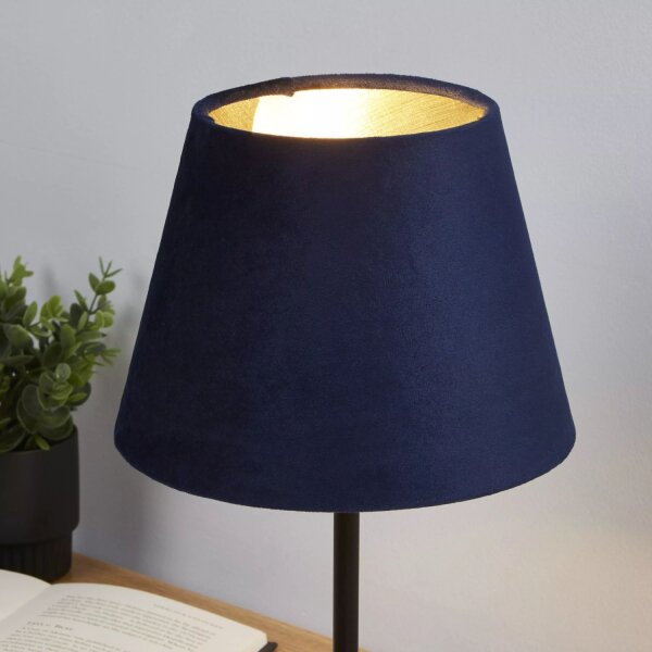 Lampenschirm Samt Marineblau Gold E14 E27 Ø20 cm Loft