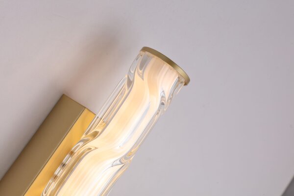 LED Wandleuchte Zugschalter 3000K Glas Metall Gold IP44