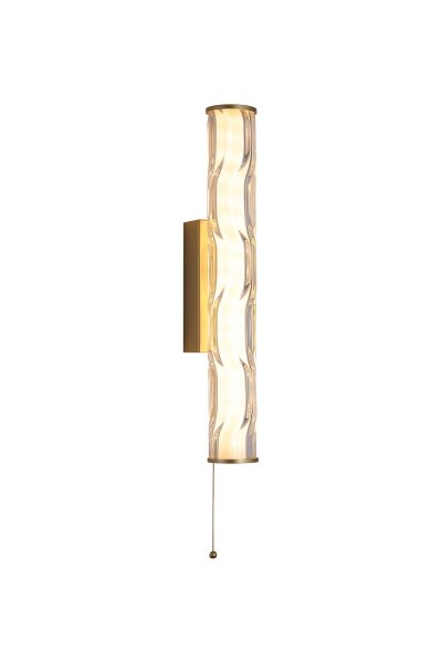 LED Wandlampe Zugschalter 3000K Glas Gold IP44 H:43 cm