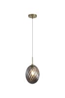 H&auml;ngelampe Metall Rauchglas Messing E14 &Oslash;16 cm modern