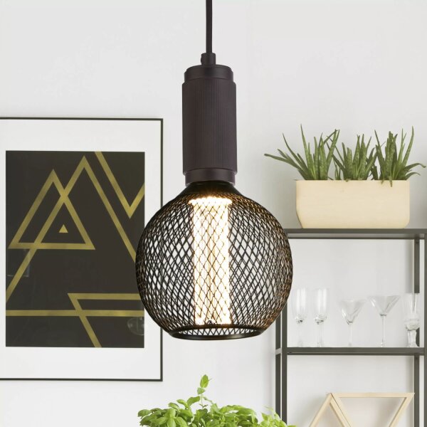 LED Leuchtmittel 2700K Glas Metall Schwarz E27 Ø14 cm