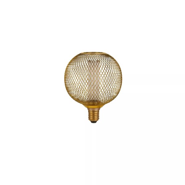 LED Leuchtmittel 4000K Glas Metall Gold E27 H:16 cm
