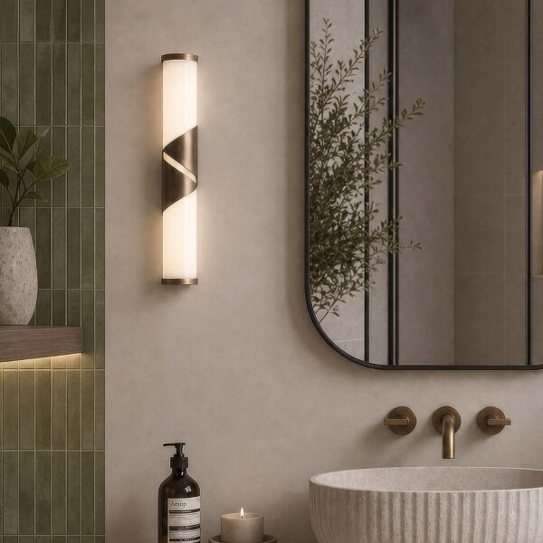 LED Wandlampe 3000K Glas Bronze Weiß IP44 H:37 cm opal