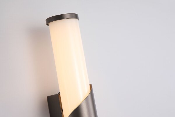 LED Wandlampe 3000K Glas Bronze Weiß IP44 H:37 cm opal