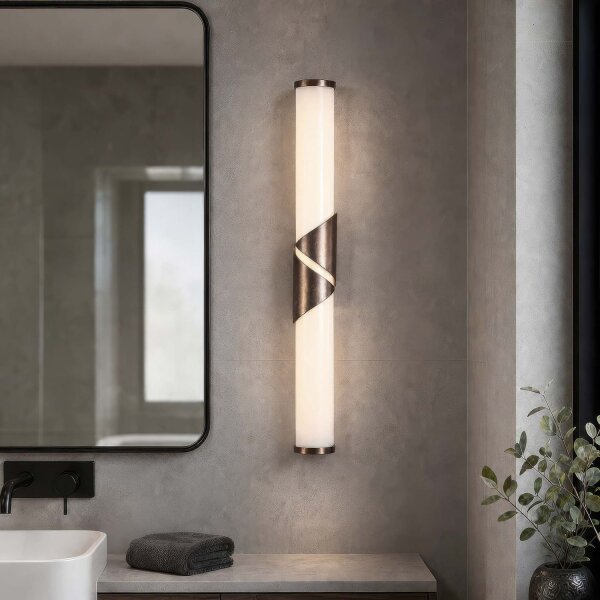 LED Wandleuchte 3000K Glas Bronze Weiß IP44 H:47 cm