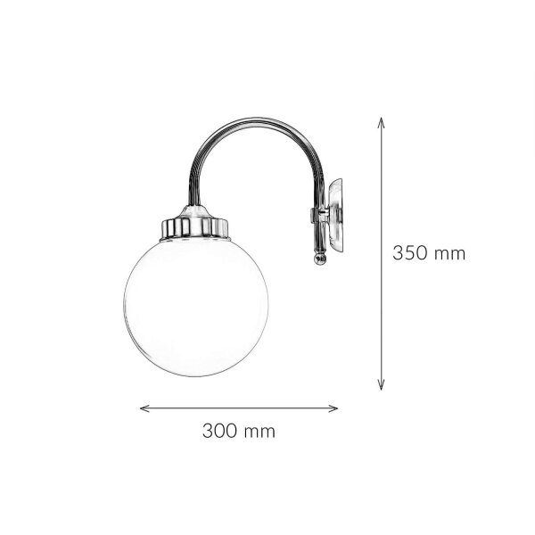 Wetterfeste Wandlampe VERIA Nickel Weiß aus Messing