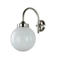 Wetterfeste Wandlampe VERIA Nickel Weiß aus Messing