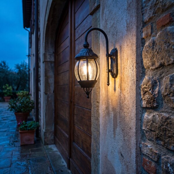 Nostalgische Außenlampe Wandleuchte AILEAN Schwarz IP23