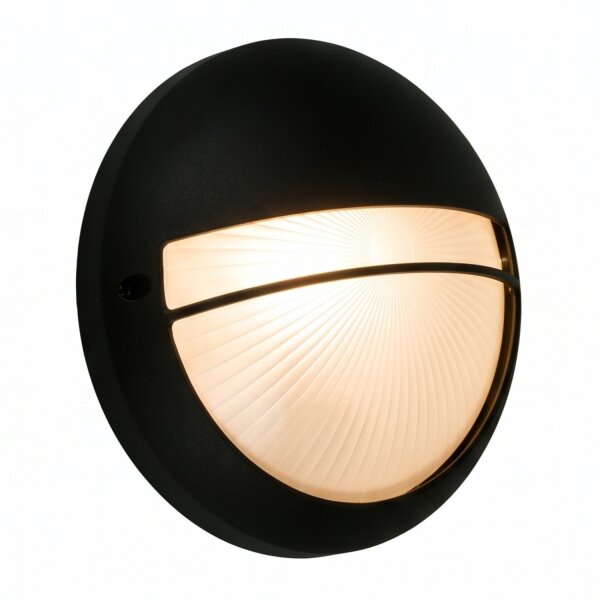 Runde Außenlampe Schwarz Ø26cm IP44 Schwarz Aluminium