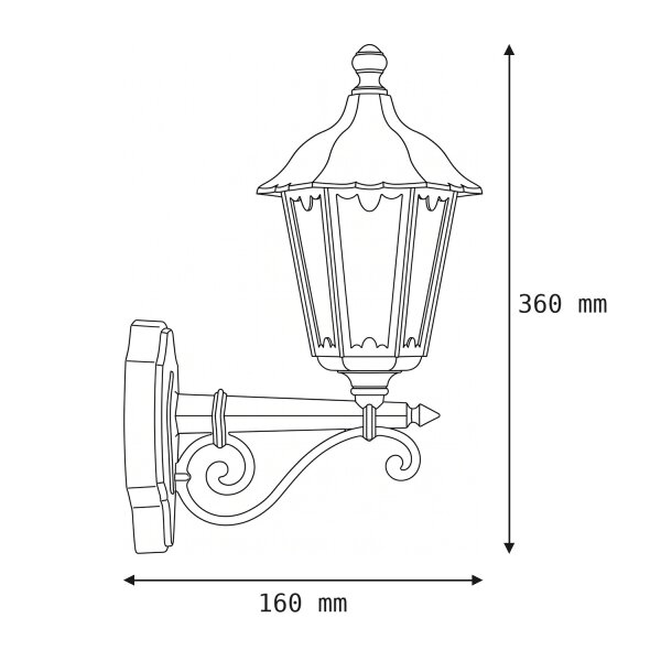 Rustikale Wandleuchte Außen Schwarz E27 IP44 Außenlampe