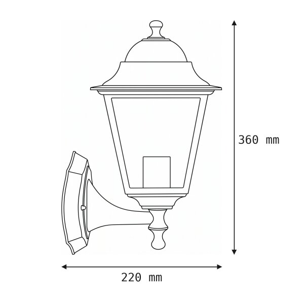 Applique extérieure Noir Aluminium IP44 Rustique E27