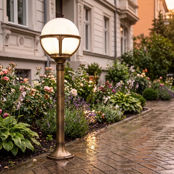 Gartenlampe ALONNISOS Messing in antik H:69cm