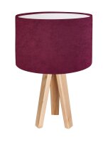 Tischlampe Pink Beere Wei&szlig; Holz Dreibein 46cm Retro