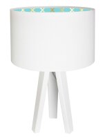 Tischlampe Holzleuchte Weiß Türkis Dreibein...