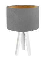 Tischlampe Holz Dreibein Grau Gold 46cm Retro ROSIE