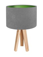 Tischleuchte Grau Gr&uuml;n Retro Dreibein 46cm Holz Lampe