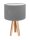 Tischlampe Schirm Grau Wei&szlig; Holz Dreibein 46cm Retro