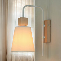 Wandlampe Schirm Weiß Holz Skandinavisch REILLY