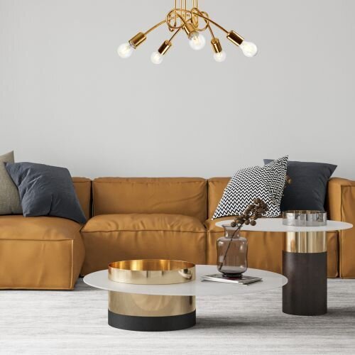 Deckenleuchte in Gold Metall 5-flmg Wohnzimmer