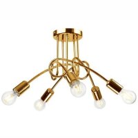 Deckenleuchte in Gold Metall 5-flmg Wohnzimmer