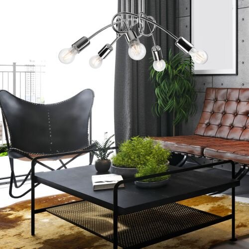 Deckenleuchte 5xE27 Chrom Modern Wohnzimmer Metall