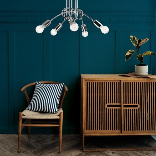 Deckenleuchte 5xE27 Chrom Modern Wohnzimmer Metall