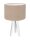 Tischlampe Beige Wei&szlig; Retro Dreibein 46cm Holz Lampe