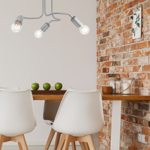 Deckenleuchte Silber Metall Modern 3-flmg Lampe