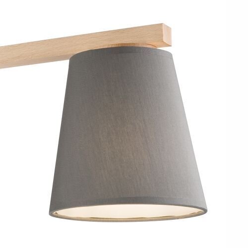 Deckenleuchte Grau Holz Stoff Metall Wohnzimmer