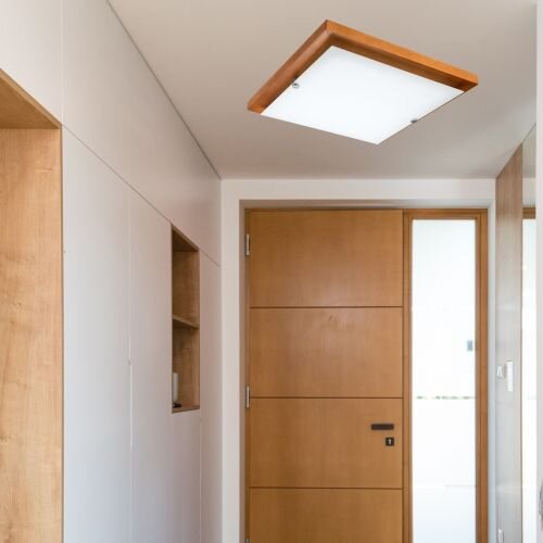 LED Deckenleuchte Holz rustikal eckig Wohnzimmer