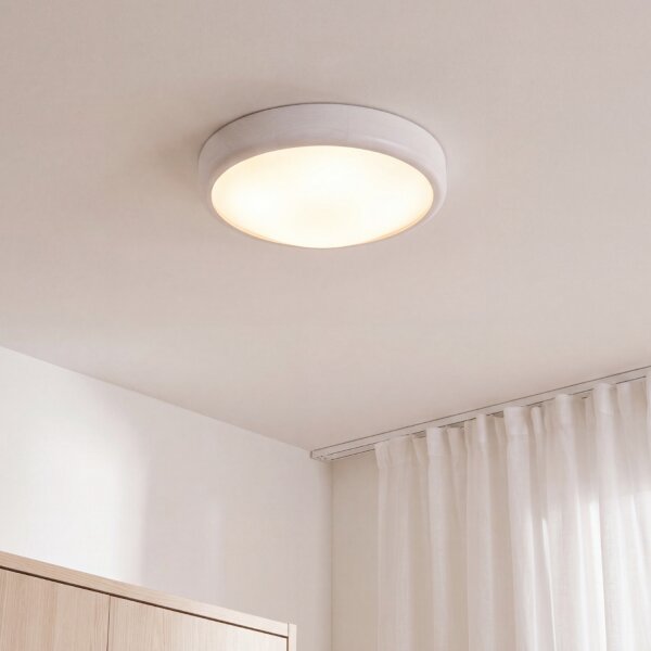 Deckenleuchte LED Weiß Holz rund Wohnzimmer
