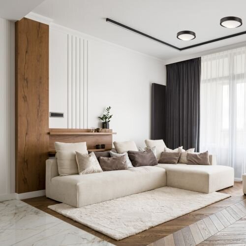 Deckenleuchte Holz Rund Braun Wohnzimmer Modern