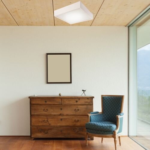 Deckenleuchte Weiß Holz Wohnzimmer quadratisch