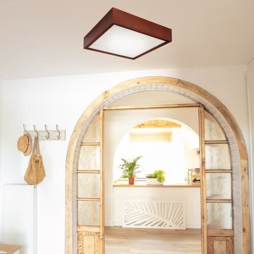 Holz Deckenleuchte eckig Modern Wohnzimmer