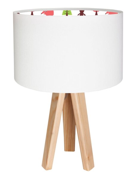 Tischlampe Weiß Bunt Holz Dreibein 46cm Kinder