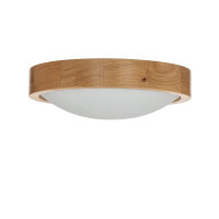 Deckenlampe rund Holz Glas Schirm Ø27cm Wohnzimmer