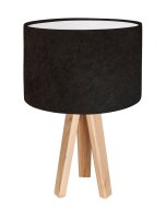 Tischleuchte AIMEE Braun Wei&szlig; Holz 46cm Dreibein Retro