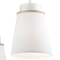 Pendelleuchte Weiß Holz Stoff Metall 4-flmg Lampe