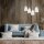 Pendelleuchte Weiß Holz Stoff Metall 4-flmg Lampe
