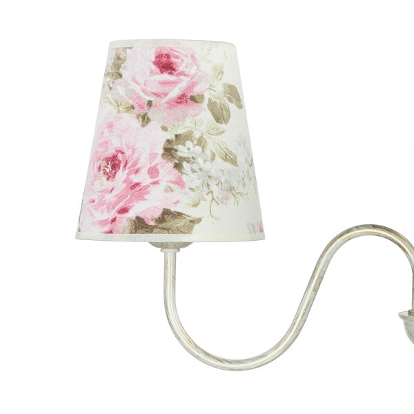Lampe Stoff 3-flmg Landhaus Esstisch geblümt