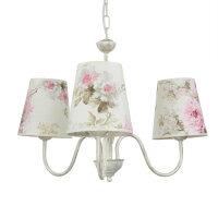 Lampe Stoff 3-flmg Landhaus Esstisch geblümt