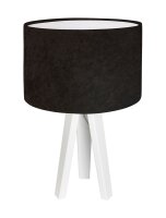 Tischleuchte Braun Wei&szlig; Holz Dreibein 46cm Retro AIMEE