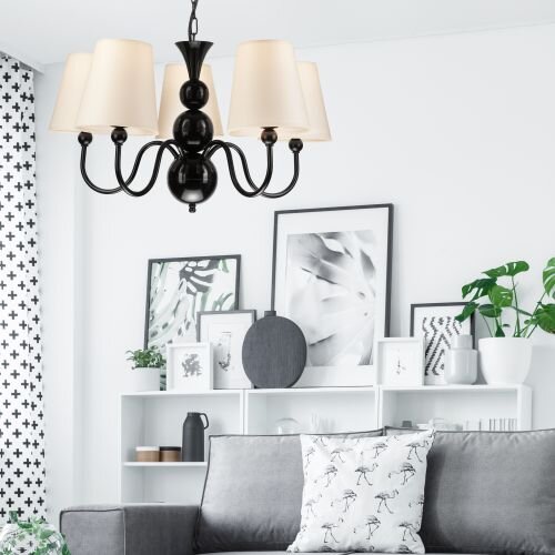 Kronleuchter Esstisch Stoff 5-flmg Wohnzimmer