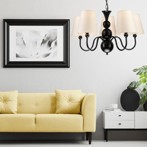 Kronleuchter Esstisch Stoff 5-flmg Wohnzimmer