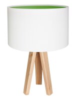 Tischlampe Wei&szlig; Gr&uuml;n 46cm Holz Dreibein Retro JERRY