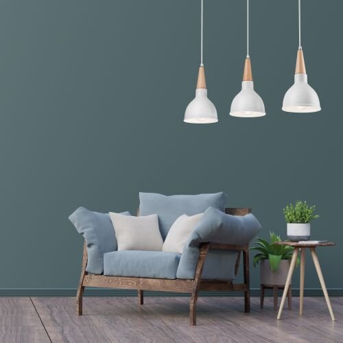 Weiße Pendelleuchte 3-flmg Skandinavisch Esszimmer