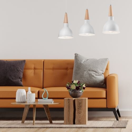 Weiße Pendelleuchte 3-flmg Skandinavisch Esszimmer