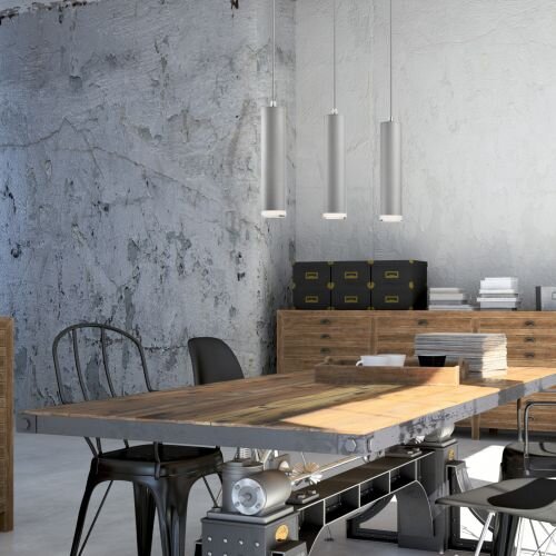 Pendelleuchte in Silber Aluminium 3-flmg Esstisch