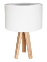 Tischleuchte ROSIE Wei&szlig; Silber Retro Dreibein 46cm